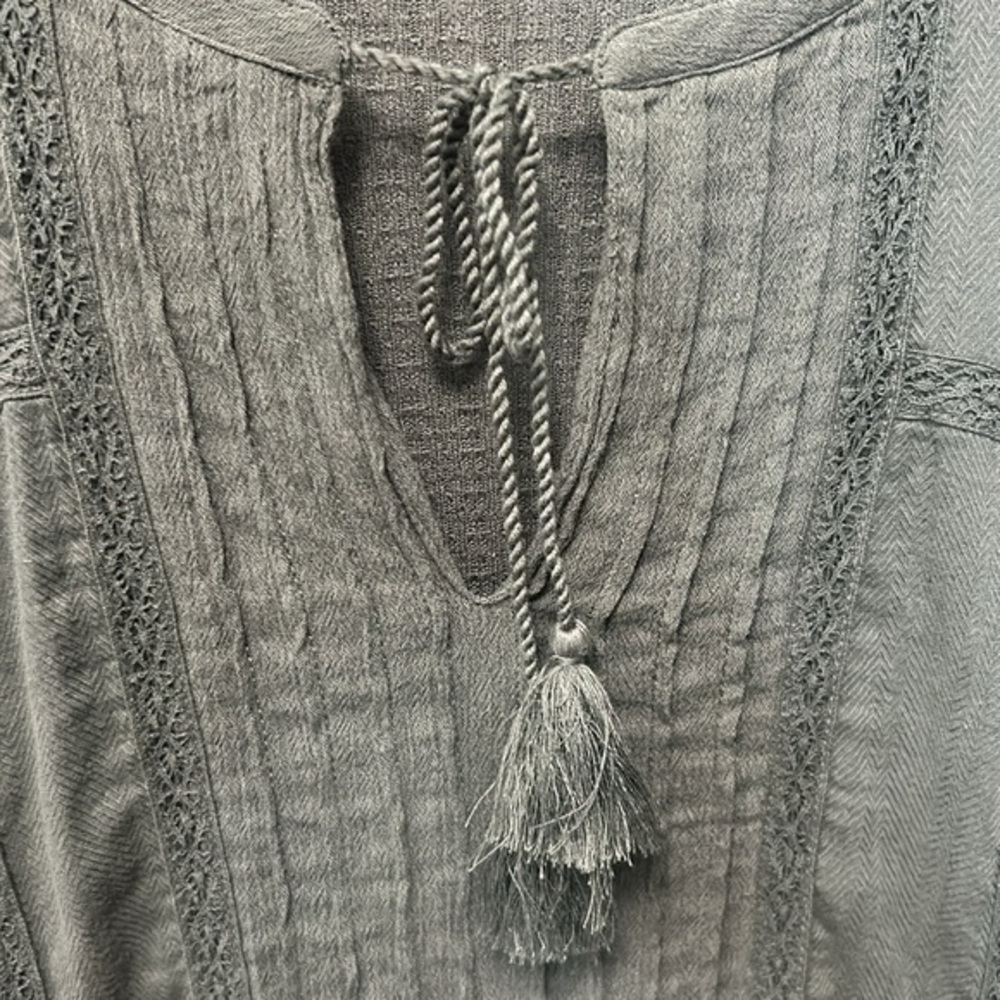 Lucky Brand Drop Needle Top- Dark Aloe-Linen Blend- Women's Small - Picture 12 of 16